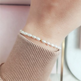 Bransoletka na gumce perły naturalne