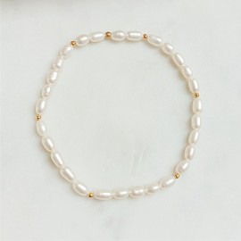 Bransoletka na gumce perły naturalne