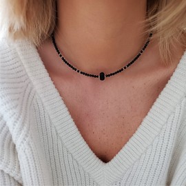 Naszyjnik Czarny Turmalin z Onykem Sopel Grot