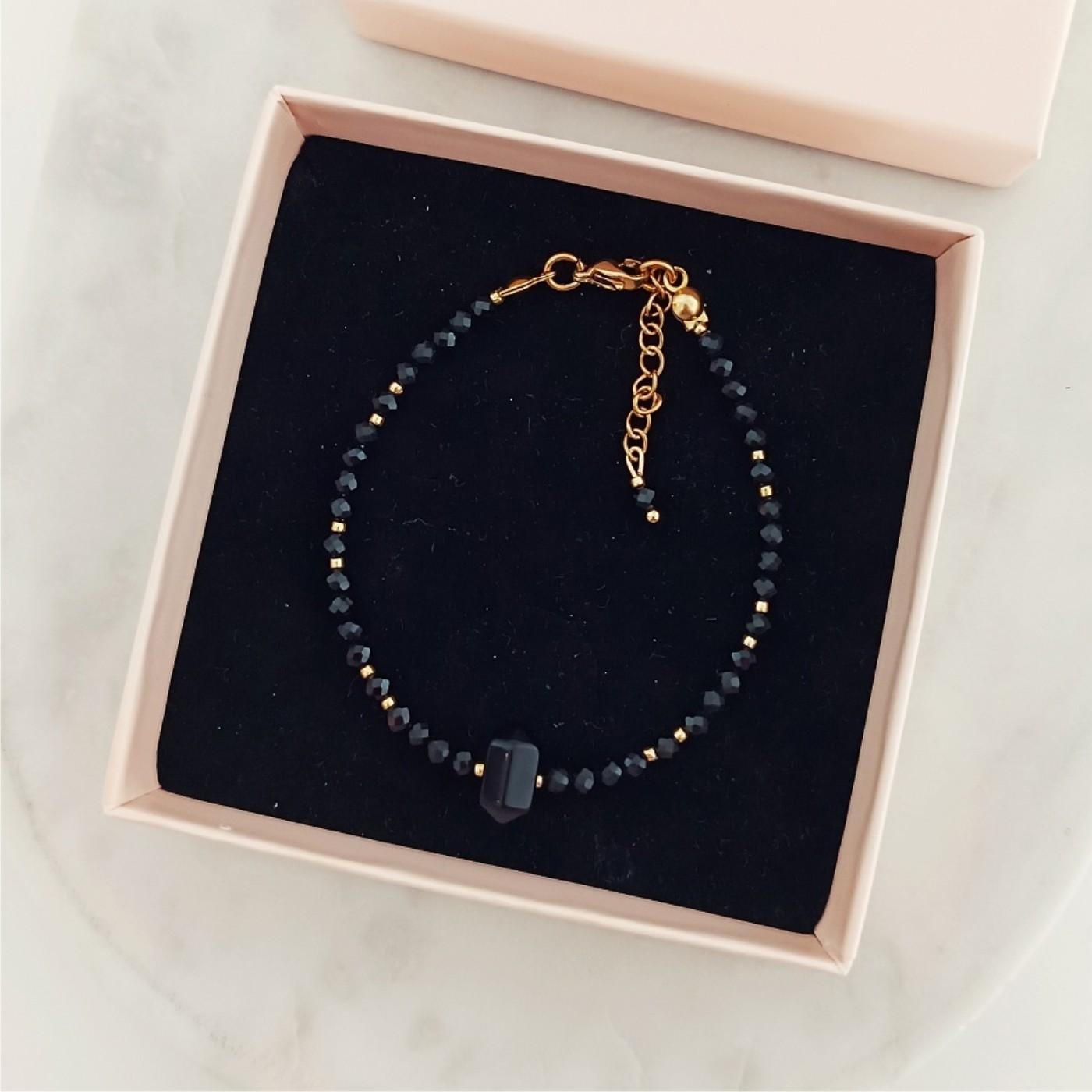 Bransoletka Czarny Turmalin Onyks Sopel