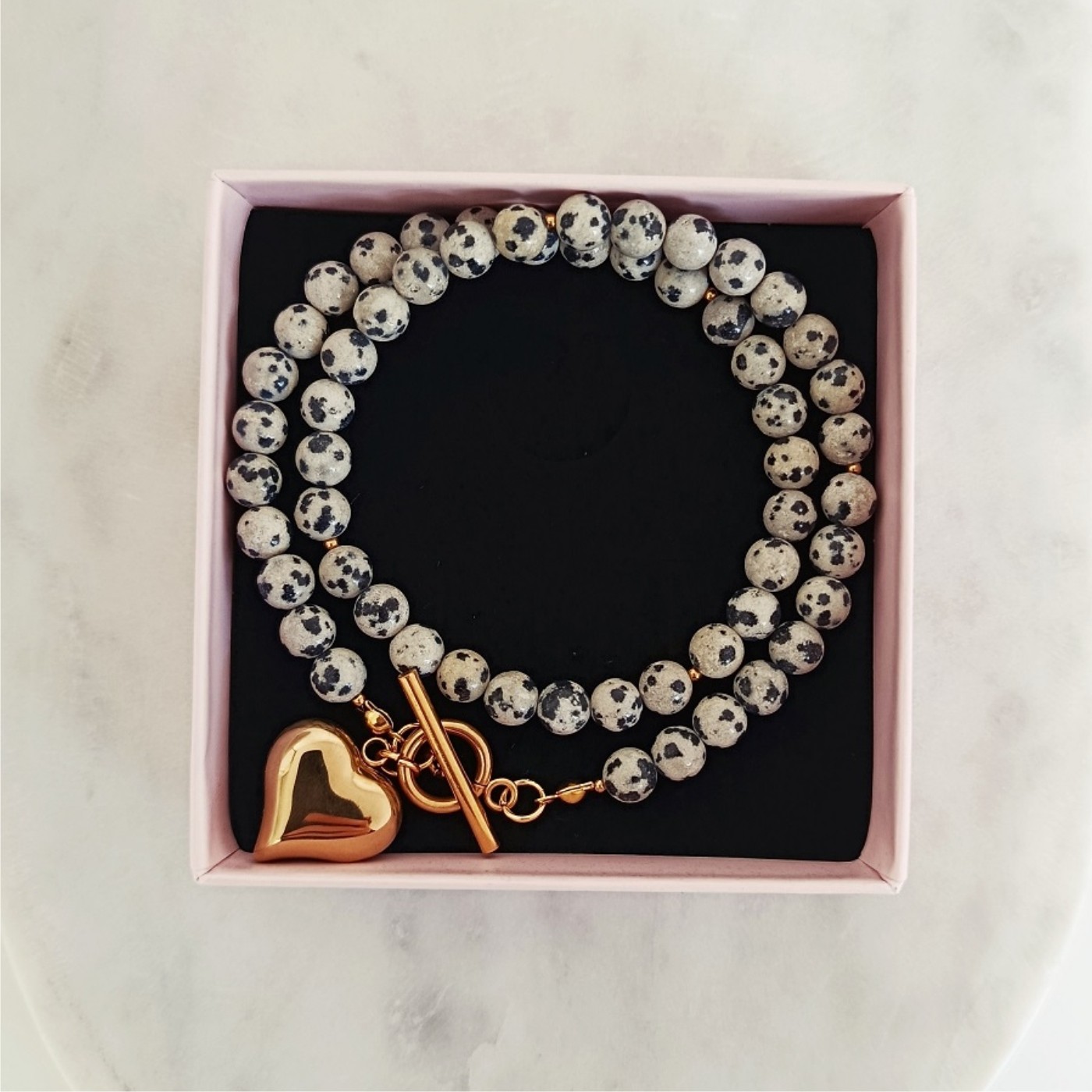 Naszyjnik Serce Jaspis Dalmatyński