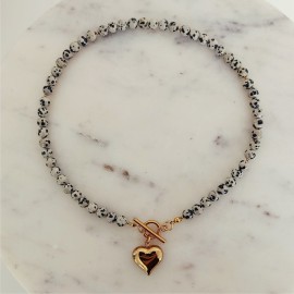 Naszyjnik Serce Jaspis Dalmatyński