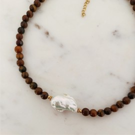 Naszyjnik Tygrysie Oko Perła