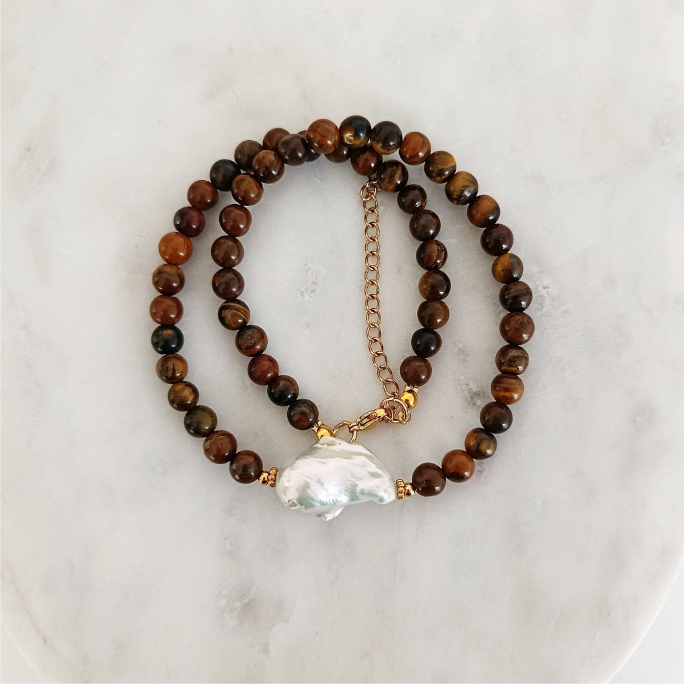 Naszyjnik Tygrysie Oko Perła