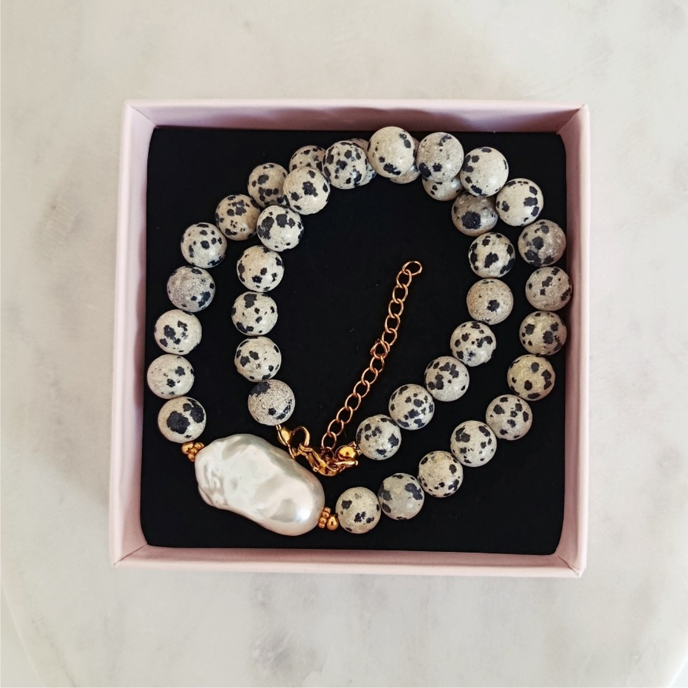 Naszyjnik Perła Jaspis Dalmatyński