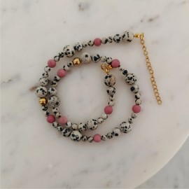 Naszyjnik Rodonit Hematyt Jaspis