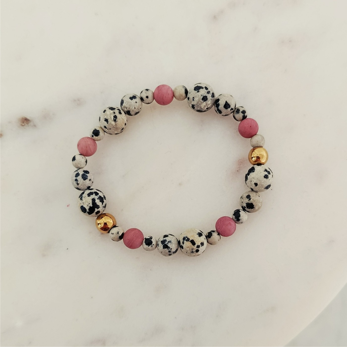 Bransoletka na Gumce Jaspis Hematyt Rodonit