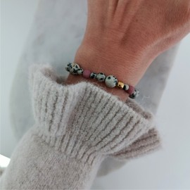 Bransoletka na Gumce Jaspis Hematyt Rodonit