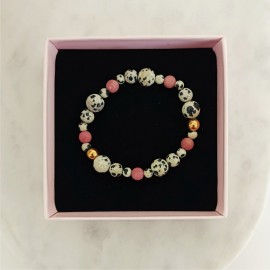 Bransoletka na Gumce Jaspis Hematyt Rodonit