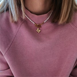 Naszyjnik Perły Naturalne z Literką