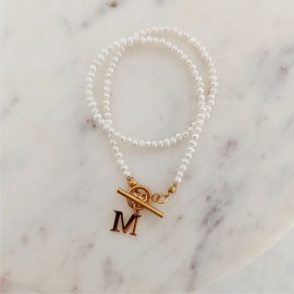 Naszyjnik Perły Naturalne z Literką