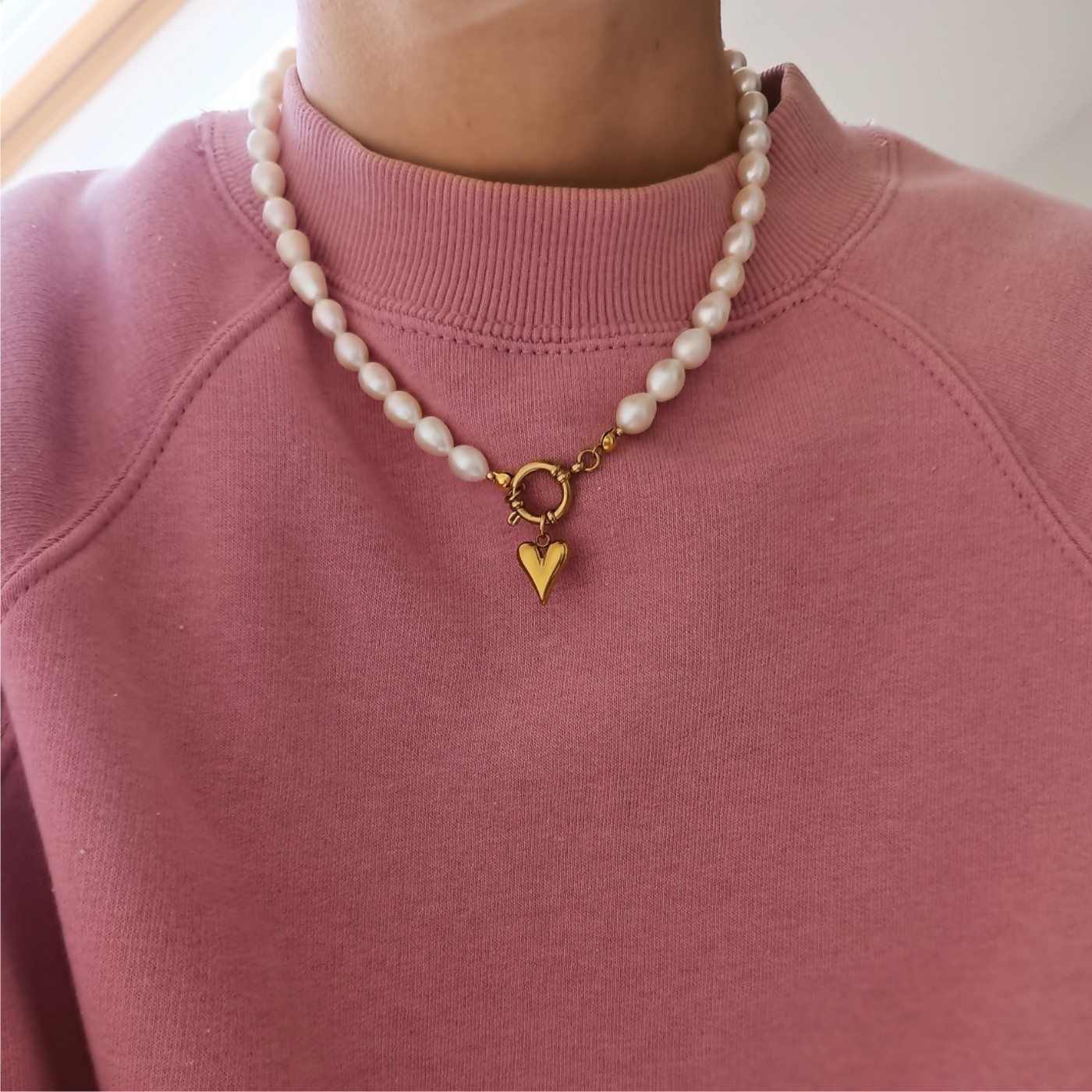 Naszyjnik Serce Perły Naturalne