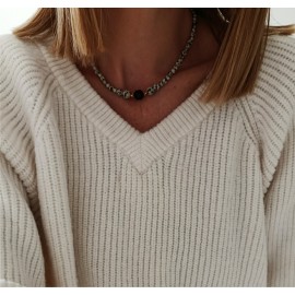 Naszyjnik Jaspis Dalmatyński Czarny Turmalin