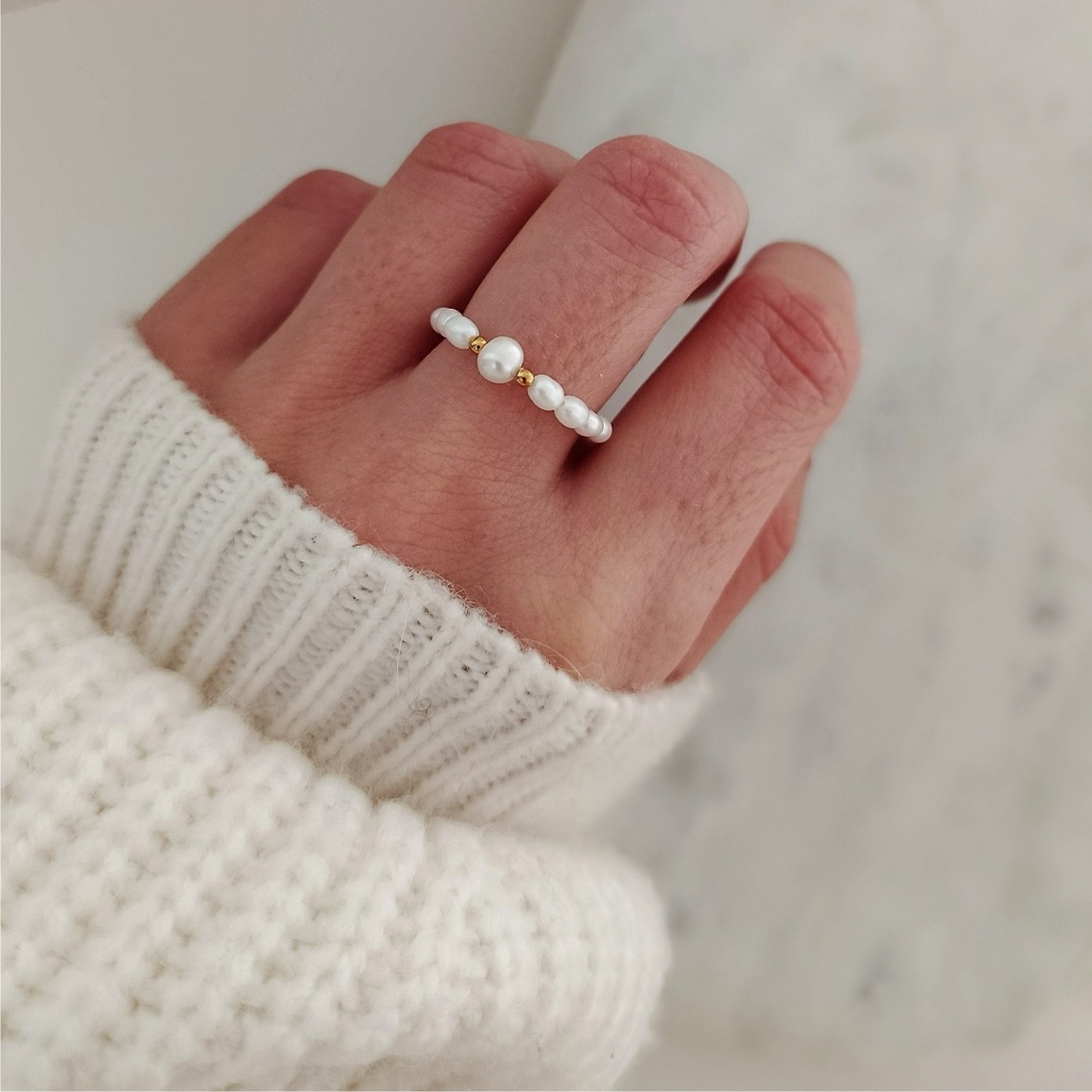 Elastyczny Pierścionek Perły Naturalne Na gumce