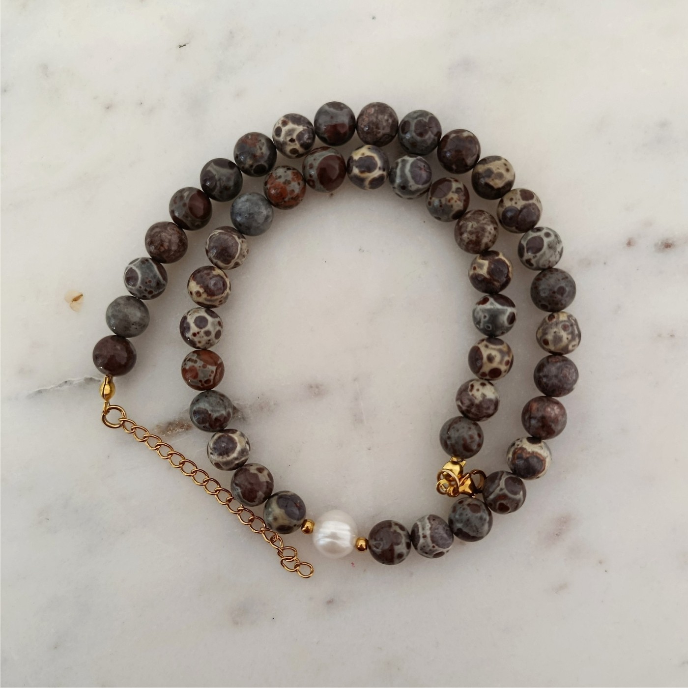 Naszyjnik Jaspis Perła Naturalna