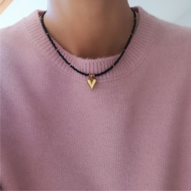 Naszyjnik z Sercem Czarny Turmalin