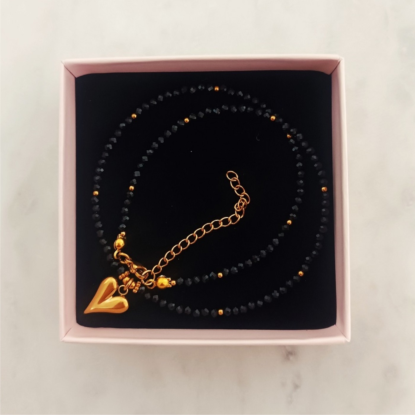 Naszyjnik z Sercem Czarny Turmalin