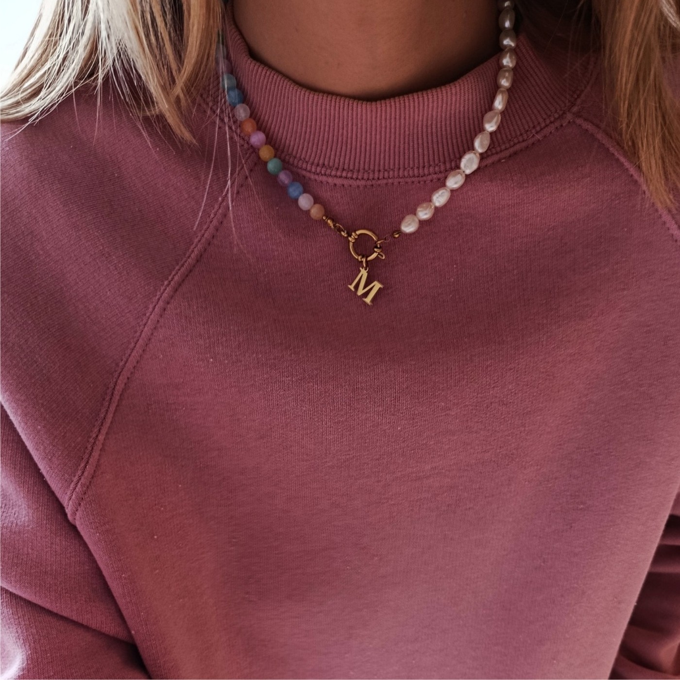 Naszyjnik z Literką Perły Selenit