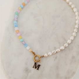 Naszyjnik z Literką Perły Selenit