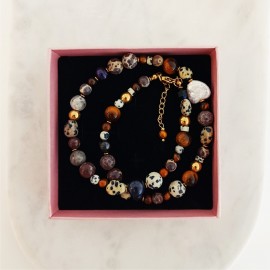 Naszyjnik Tygrysie Oko Jaspis Perła