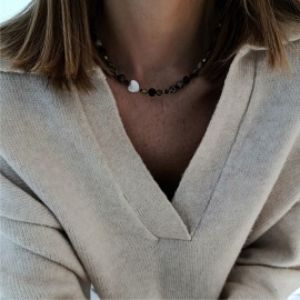 Naszyjnik Tygrysie Oko Jaspis Perła