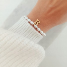 Bransoletka z literką Perły Naturalne