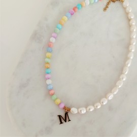 Naszyjnik z literką Perły Selenit