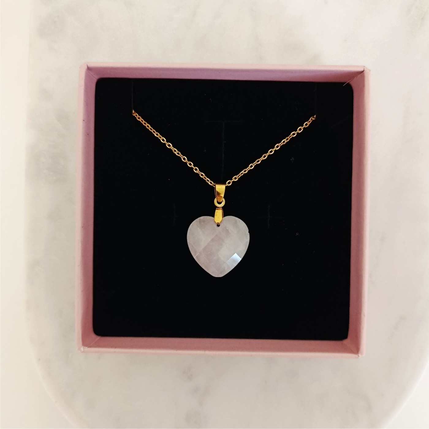 Naszyjnik Różowy Kwarc Serce