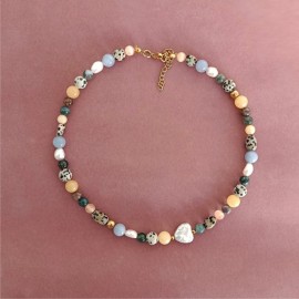 Naszyjnik Jaspis Dalmatyński Perła Hematyt Agat