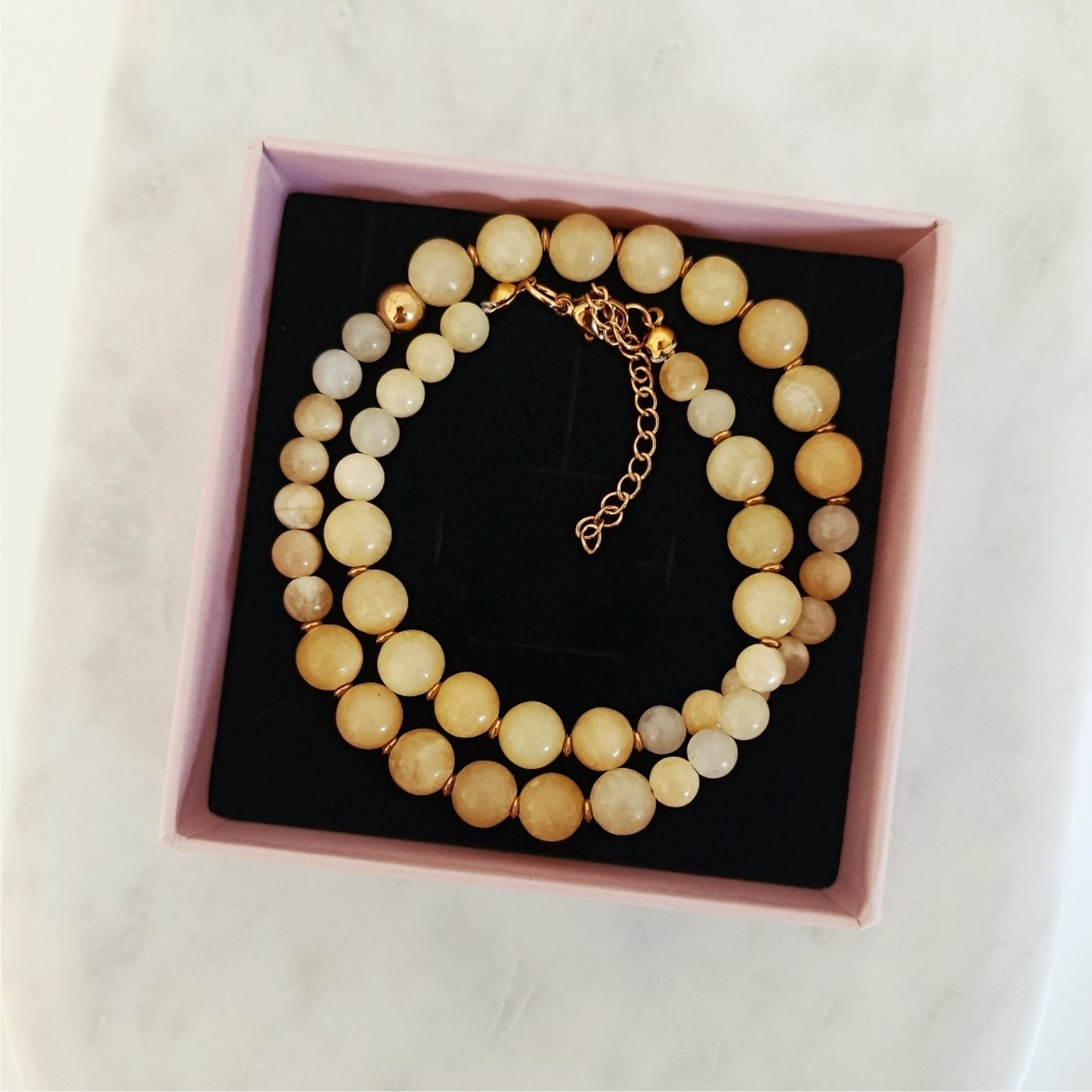 Naszyjnik Zółty Nafryt Hematyt