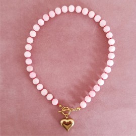 Różowy Naszyjnik z Sercem