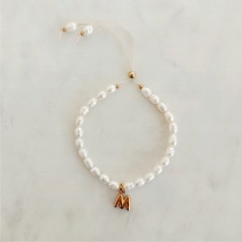 Bransoletka z Literką Perły Naturalne