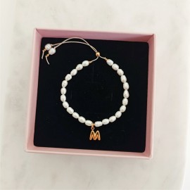 Bransoletka z Literką Perły Naturalne