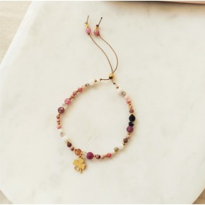 Bransoletka z Koniczynką Turmalin, Opal, Rodonit