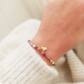 Bransoletka z Koniczynką Turmalin, Opal, Rodonit